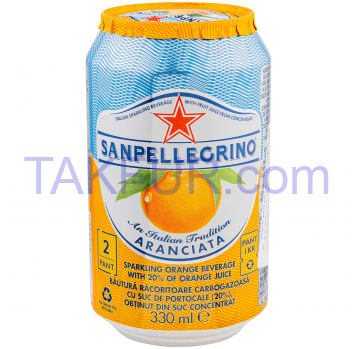 Напиток безалкогольный Sanpellegrino Aranciata 330мл - Фото