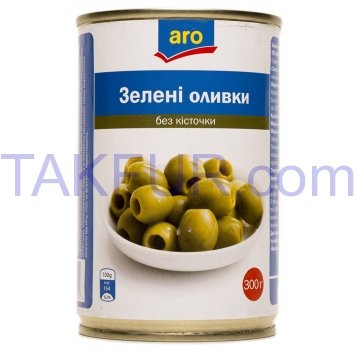 Оливки Aro зеленые без косточки 300г - Фото