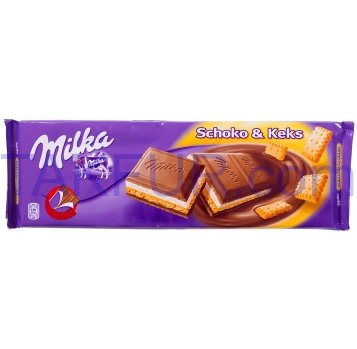 Шоколад Milka молочный с печеньем и шок/сливоч/нач 300г - Фото