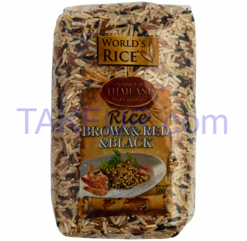 Рис натурал черный красный World`s Rice 500г - Фото