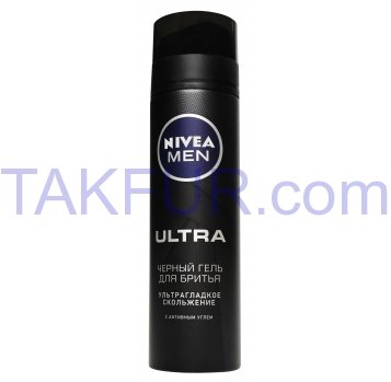 Гель д/бритья Nivea Men Ultra Черный с углем 200мл - Фото
