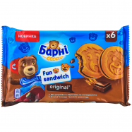 Пирожное Ведмедик Барні Фан Сэндвич бисквит с шокол 6*30г/уп - Фото
