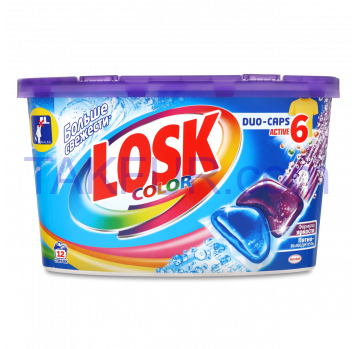 Капсули для стирки Losk Duo-caps Color 22г*12шт 264г - Фото