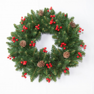 Венок TH рождеств с ягод и шиш 45см - Фото