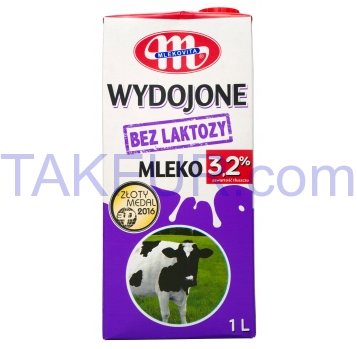 Молоко Mlekovita коровье питьевое без лактозы 3,2% 1л - Фото