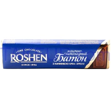 Батон Roshen молочно-шоколадный с начинкой крем-брюле 43г - Фото