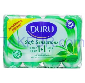 Мыло туалетное Duru Soft Sensat Крем и Зел чай 90г*4шт 360г - Фото
