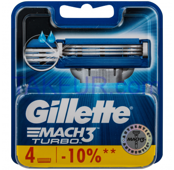Кассеты для бритья Gillette Mach3 Turbo сменные 4шт - Фото