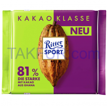 Ritter Sport темный шоколад 81% 100г - Фото