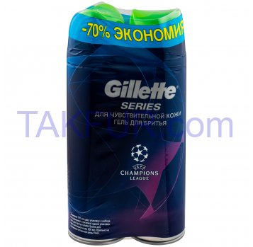 Гель для бритья Gillette TGS Sensitive с алоэ 2шт*200мл - Фото