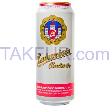 Пиво Budweiser Budvar светлое фильтрованное 5% 0,5л ж/б - Фото