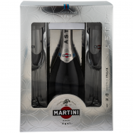 Набір Вино ігристе Martini Asti біле солодке 0,75л+келихи2шт - Фото