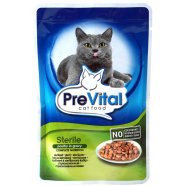 Корм д/стерилизов котов PreVital Мясные кусочки в соусе 100г - Фото