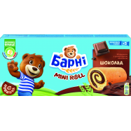 Мінірулети Барні бісквітні з шоколадною начинкою 150г - Фото