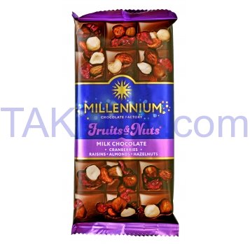 Шоколад Millennium Fruits&Nuts мол минд/орех/клюкв/изюм 80г - Фото
