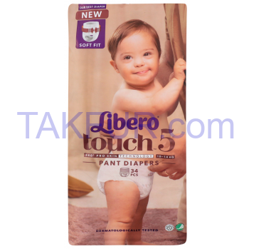 Подгузники Libero Touch 5 для детей 10-14кг 34шт - Фото