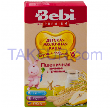 Каша молочная пшеничная от 6 мес Печенье с грушами Premium Bebi ку 200г - Фото
