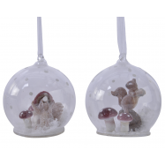 КУЛЯ СКЛЯНА МУХОМОР/БІЛКА 80ММ - Фото