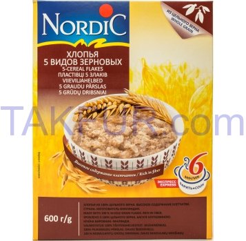 Хлопья Nordic 5 видов зерновых 600г - Фото