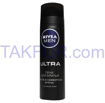 Пена для бритья Nivea Men Ultra с активным углем 200мл - Фото