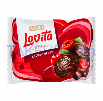 Печенье Roshen Jelly Cookies Lovita Cocoa-cherry сдобн 420г - Фото