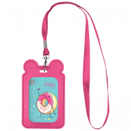 Бейдж на шнурке вертикальный, розовый - Фото