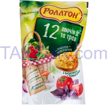 Приправа Роллтон 12 овощ и трав с базил и томат универ 200г - Фото