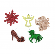 Новогоднее украшение подвес M3 глиттер пластик в ассортимент - Фото