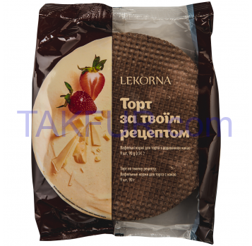 Коржи Lekorna для торта вафельные с добавлением какао 90г - Фото