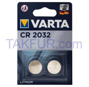 Батарейка Varta №6032 CR2032 Lithium 3V 2шт/уп - Фото
