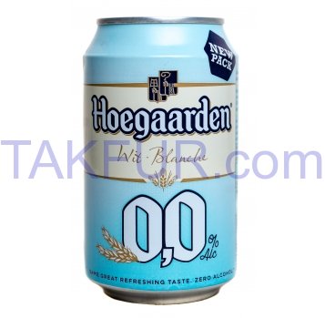 Пиво Hoegaarden White светлое нефильтрованное безалк 0.33л - Фото