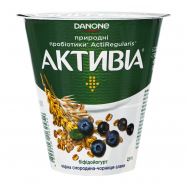 Бифидойогурт Активіа Черная смородина-черника-злак 2.5% 260г - Фото