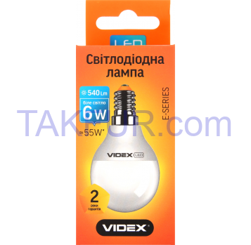VIDEX LED ЛАМПА G45E 6W E14 : K4100 - Фото