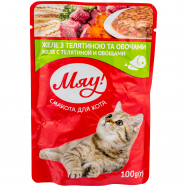 Корм Мяу! Желе с телятиной и овощами для взрослых котов 100г - Фото