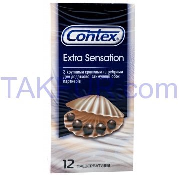 Презерватив Contex Exstra Sensation с крупн точк и ребр 12шт - Фото
