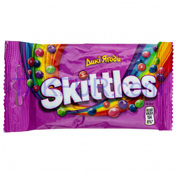 Драже жевательные в разноцветной сахарной оболочке Дикие ягоды Skittles му 38г - Фото