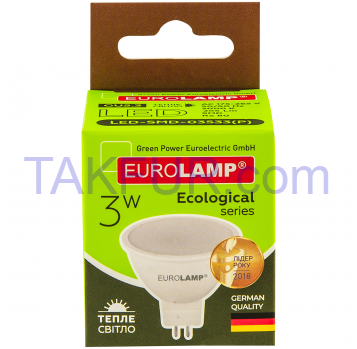 Лампа Eurolamp LED ЕКО серія-D SMD MR16 3W GU5,3 3000K 1шт - Фото