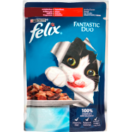 Корм Felix Fantastic Duo с индейкой и печенью для кошек 100г - Фото