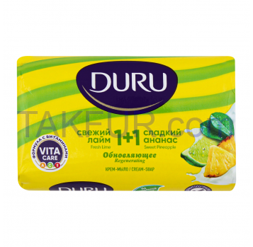 Туалетное мыло Duru 1+1 Свежий лайм и Сладкий ананас 80г - Фото
