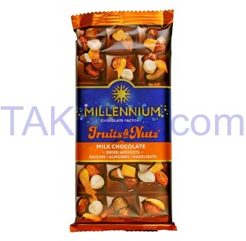 Шоколад Millennium Fruits&Nuts мол минд/орех/кур/изюм 80г - Фото