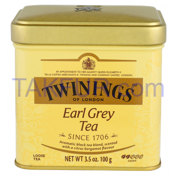 Чай Twinings Earl Grey черный лист с ароматом бергамота 100г - Фото