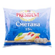 Сметана President 15% 350г