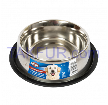 Миска Trixie для собак на гумовій основі, металева, 21 см, 0.7 л - Фото