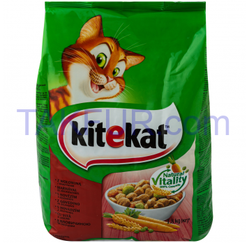 Корм для кошек Kitekat с говядиной и овощами сухой 1.8кг - Фото