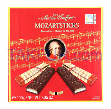 Батончики Maitre Truffout Mozartsticks с темным шоколад 200г - Фото