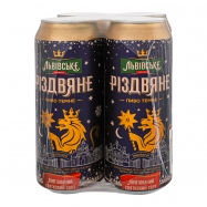Пиво Львівське Рождественское темное пастериз 4.4% 4*0.5л/уп - Фото