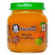 Пюре Gerber Яблоко и тыква плодово-овощное д/дет 6 мес 130г - Фото