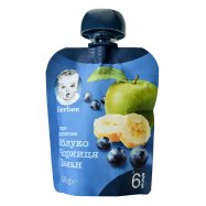 Пюре Gerber Яблоко, черника, банан для детей с 6 месяцев 90г - Фото