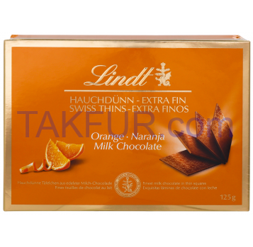Шоколад Lindt молочный с апельсиновым вкусом 125г - Фото