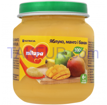 Пюре для детей от 6мес Яблоко, манго и банан Milupa сб 125г - Фото